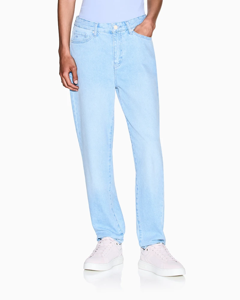Armani Exchange - Rigid denim boyfriend jeans, Woman, Blue, Size: