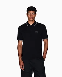 Armani Exchange - Contrasting piping pique polo shirt, Man, Black, Size: