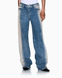 Armani Exchange - Low rise relaxed fit shaded jeans, Woman, Blue, Size: