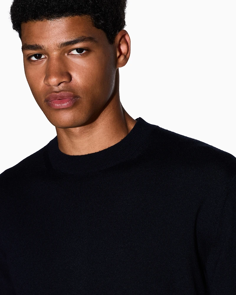 Armani Exchange - Color block crew neck sweater, Man, Blue, Size: