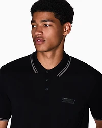 Armani Exchange - Contrasting piping pique polo shirt, Man, Black, Size: