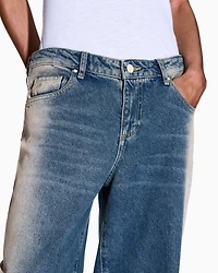 Armani Exchange - Low rise relaxed fit shaded jeans, Woman, Blue, Size: