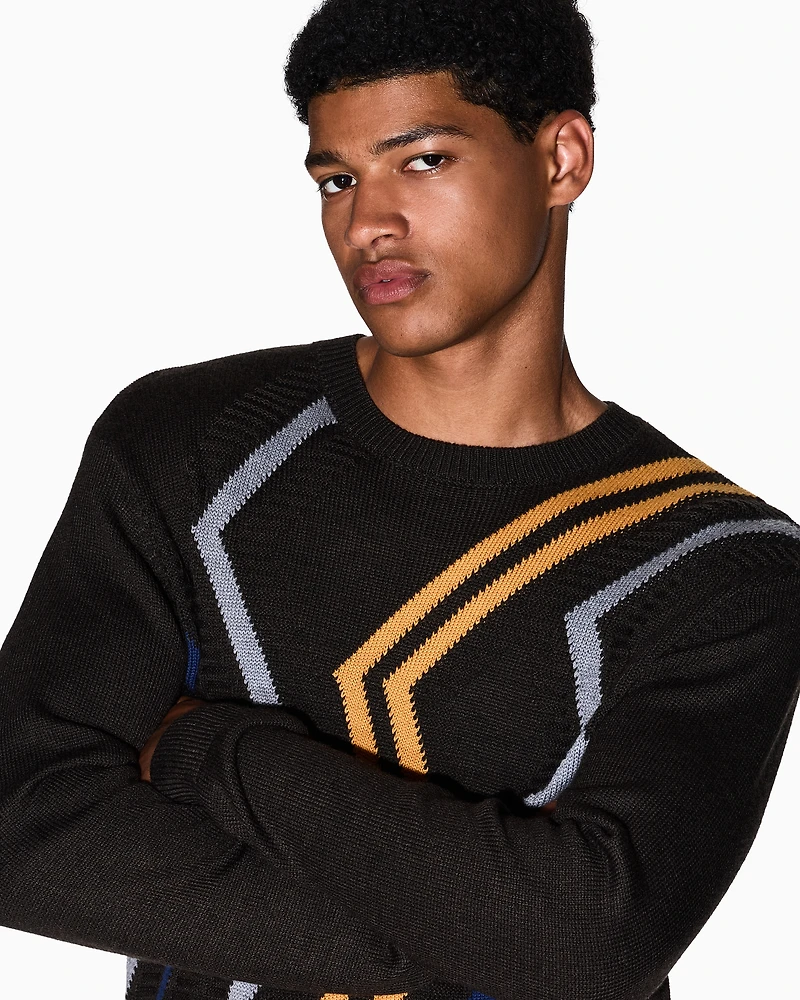 Armani Exchange - Zigzag knit sweater, Man, Brown, Size: