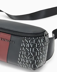 Armani Exchange - Monogram and Stripes Bum Bag, Man, Black, Size: TU