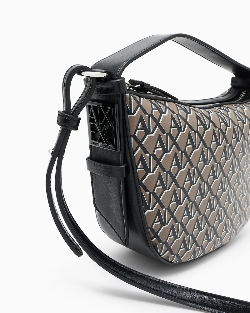 Hobo bag with allover logo