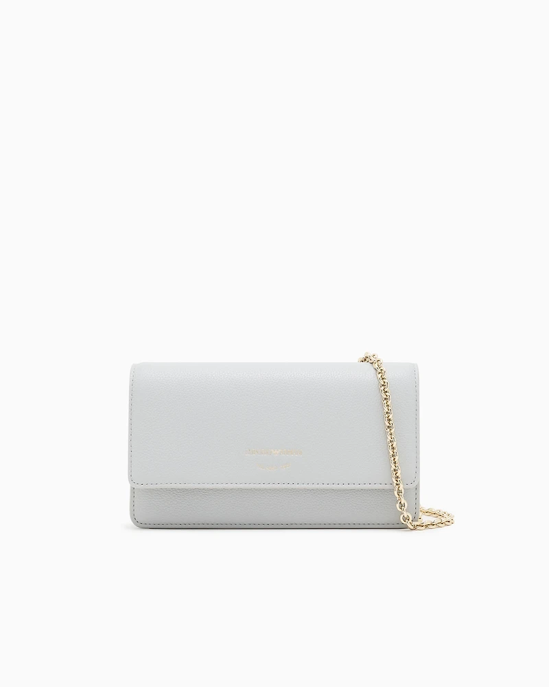 Emporio Armani - Mini bag in tumbled leather, Woman, Grey, Size: TU