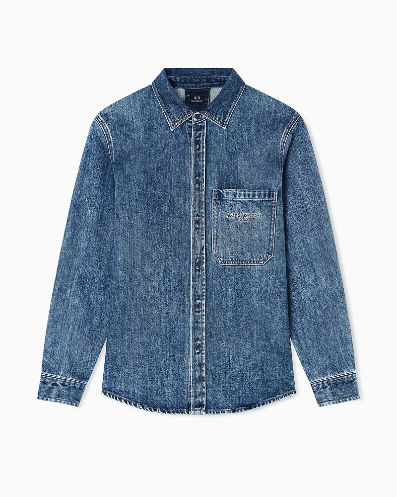 Regular fit cotton denim shirt