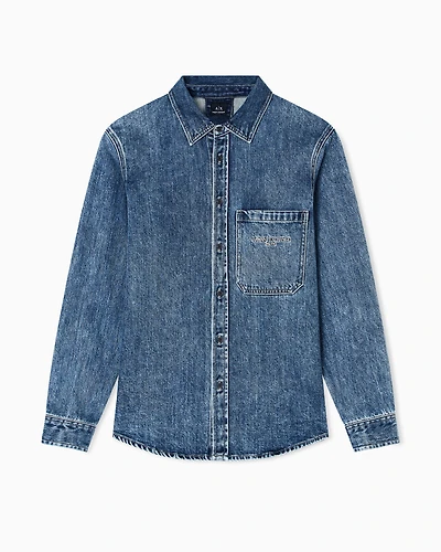 Regular fit cotton denim shirt