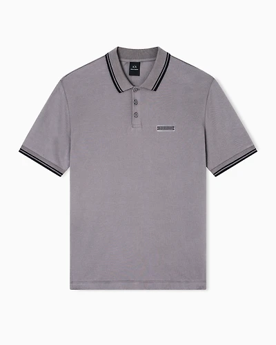 Armani Exchange - Contrasting piping pique polo shirt, Man, Grey, Size: