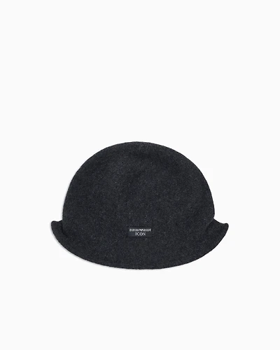 Emporio Armani - Icon wool cloche hat, Woman, Light Blue, Size: TU