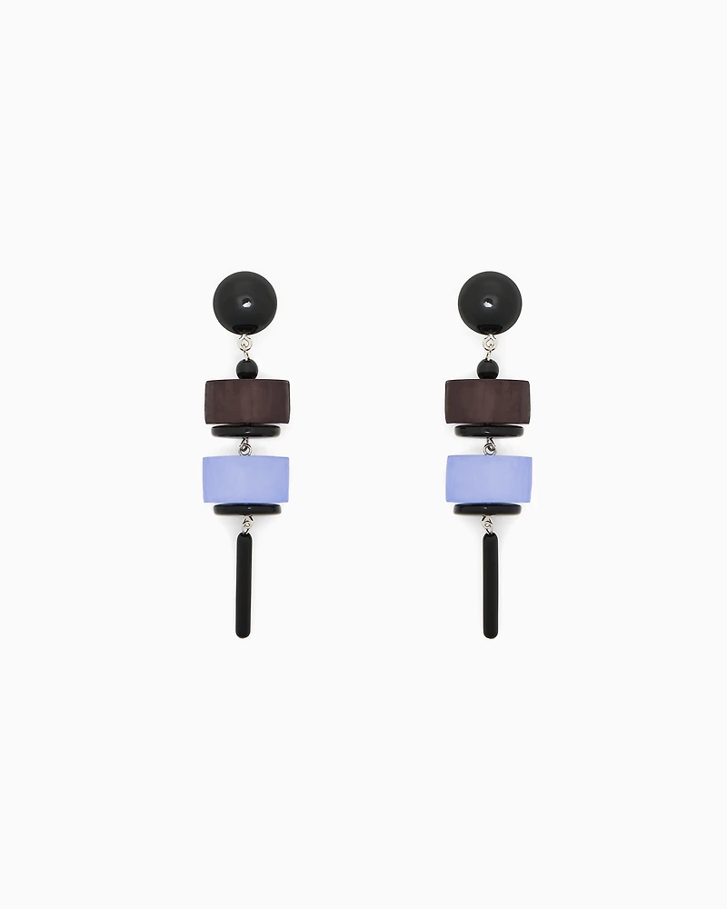 Emporio Armani - Oversized pendant earrings with geometric elements, Woman, Grey, Size: TU