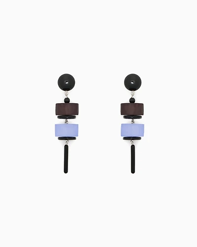 Emporio Armani - Oversized pendant earrings with geometric elements, Woman, Grey, Size: TU