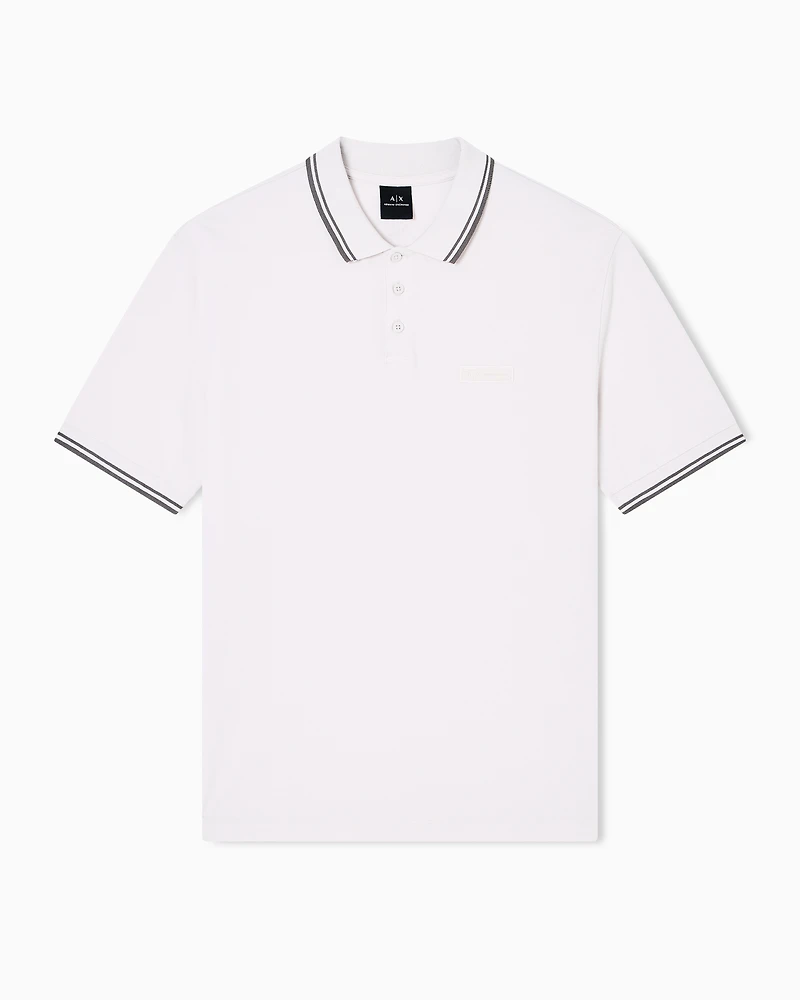 Armani Exchange - Contrasting piping pique polo shirt, Man, White, Size: