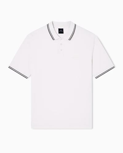 Armani Exchange - Contrasting piping pique polo shirt, Man, White, Size: