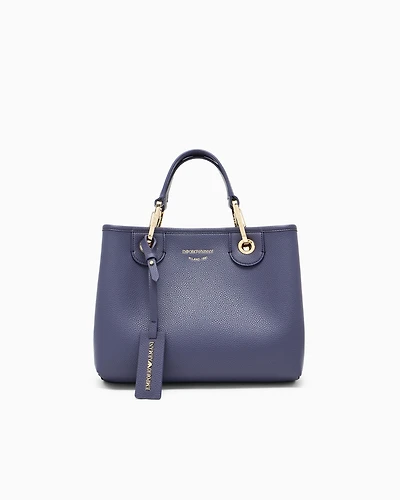 Emporio Armani - Small MyEA shopper bag with deer print, Woman, Blue, Size: TU