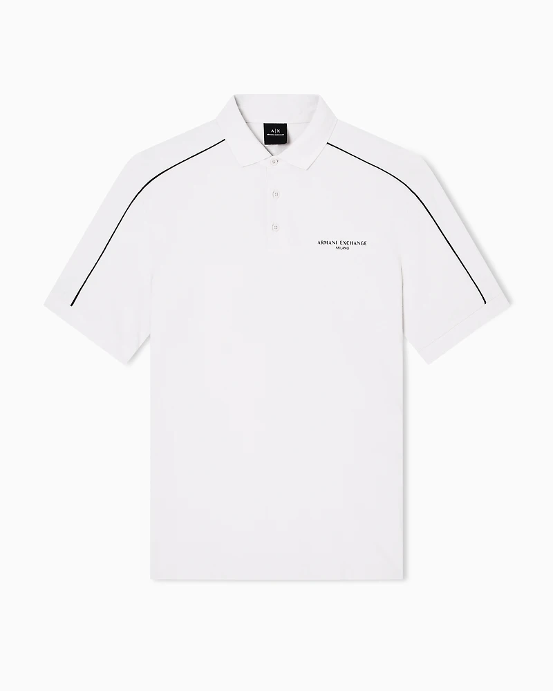 Armani Exchange - Contrasting piping pique polo shirt, Man, White, Size: