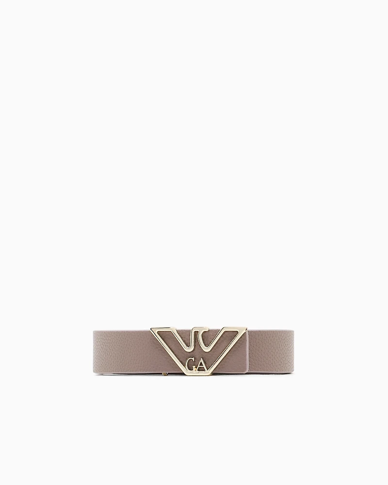 Emporio Armani - Belt with deer-print eagle plate, Woman, Beige, Size: