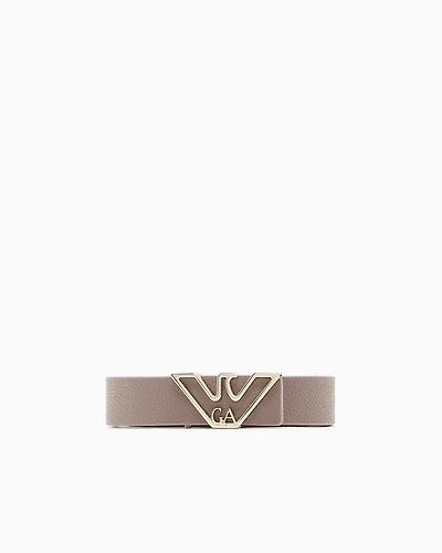 Emporio Armani - Belt with deer-print eagle plate, Woman, Beige, Size: