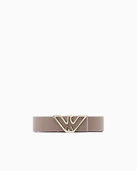 Emporio Armani - Belt with deer-print eagle plate, Woman, Beige, Size: