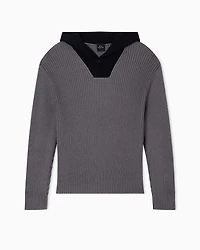 Ribbed hooded sweater