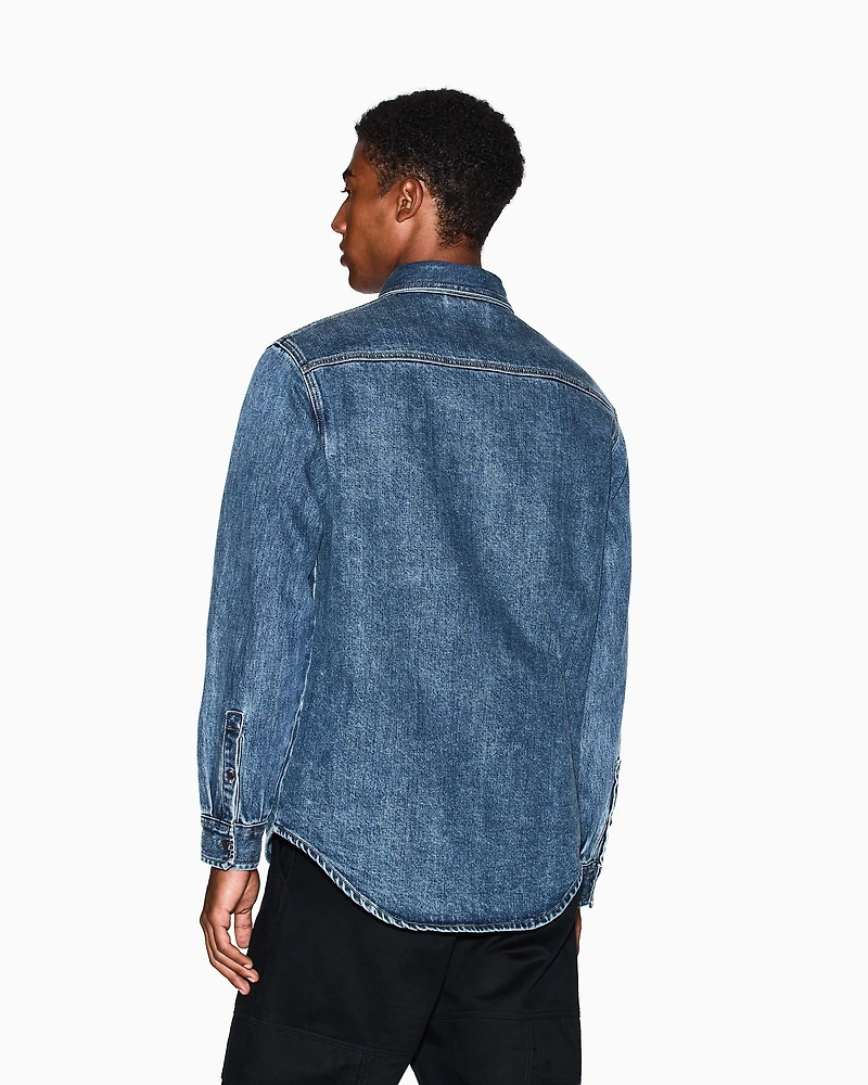 Regular fit cotton denim shirt