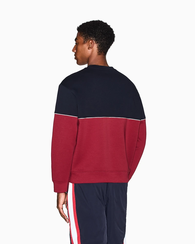 Armani Exchange - Two-tone sweatshirt stretch fabric, Man, Blue, Size: