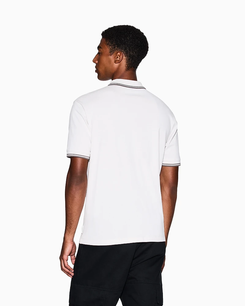 Armani Exchange - Contrasting piping pique polo shirt, Man, White, Size: