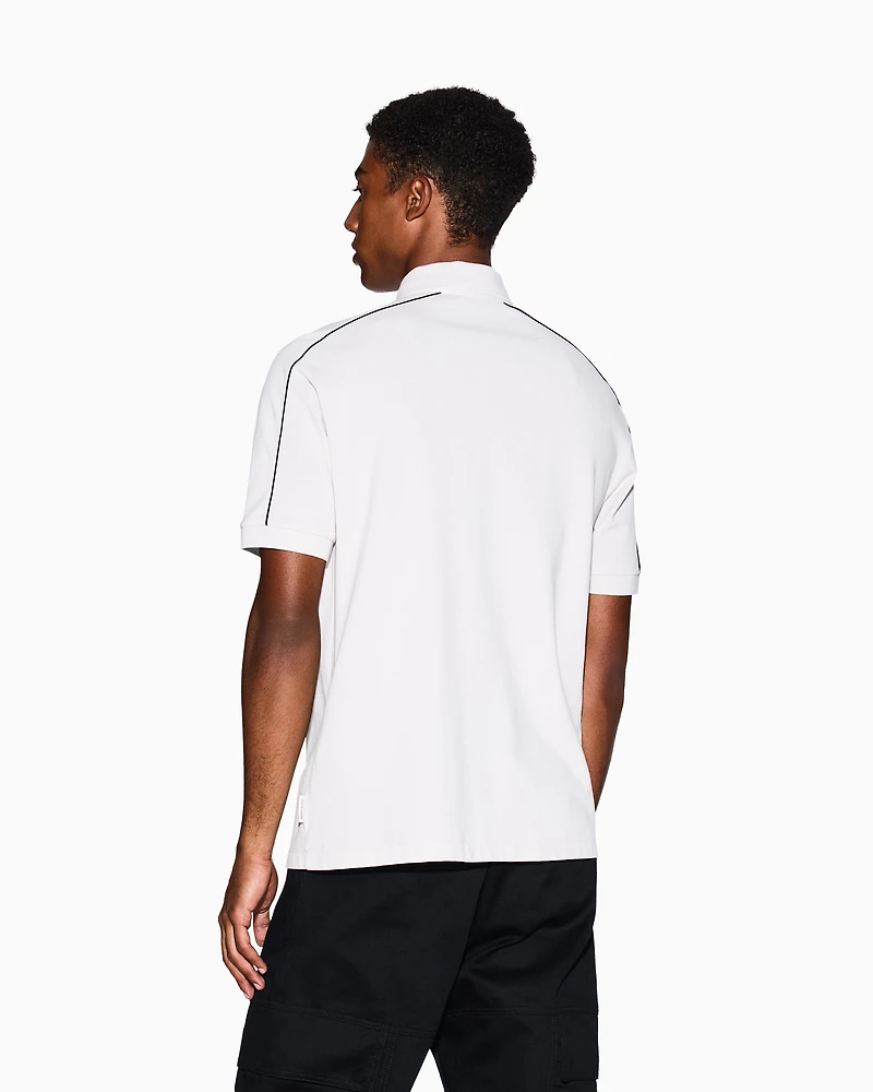 Armani Exchange - Contrasting piping pique polo shirt, Man, White, Size: