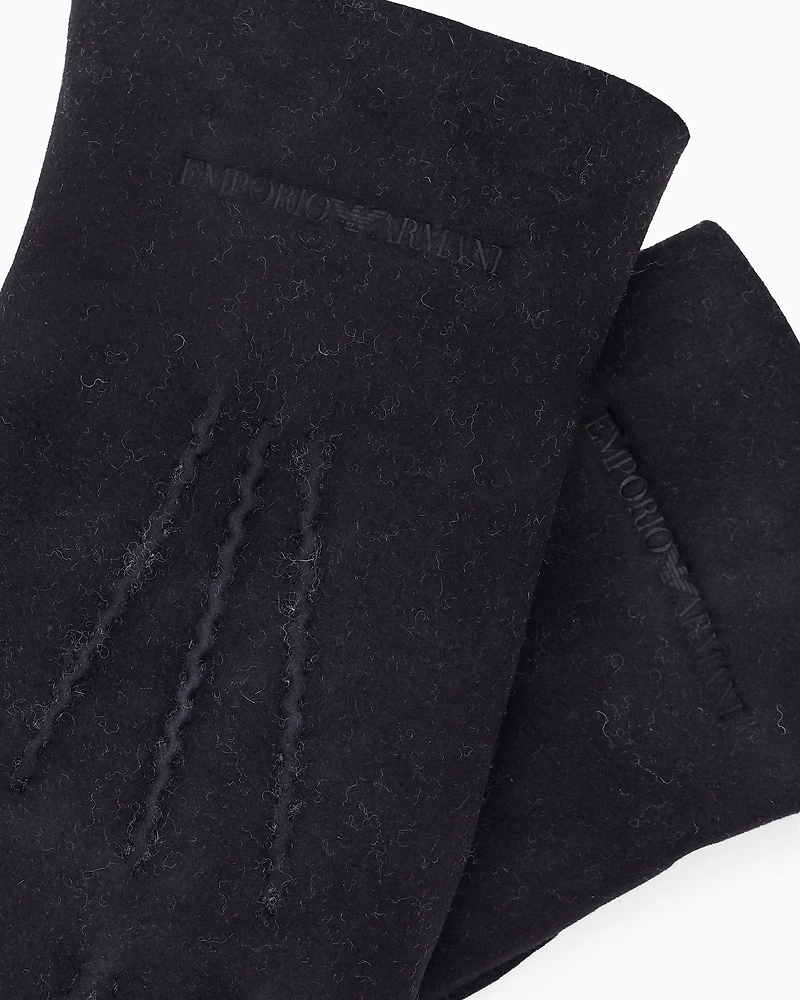 Emporio Armani - Shearling lambskin gloves, Man, Black, Size:
