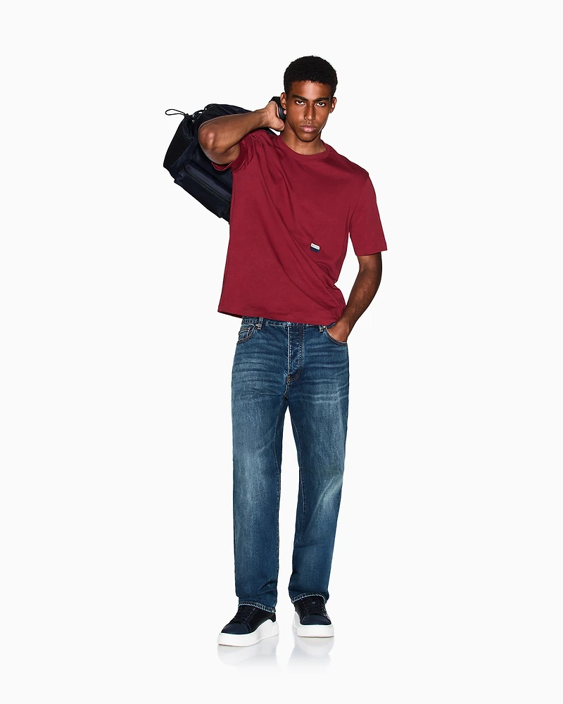 Armani Exchange - Regular fit T-shirt with small logo, Man, Red, Size:
