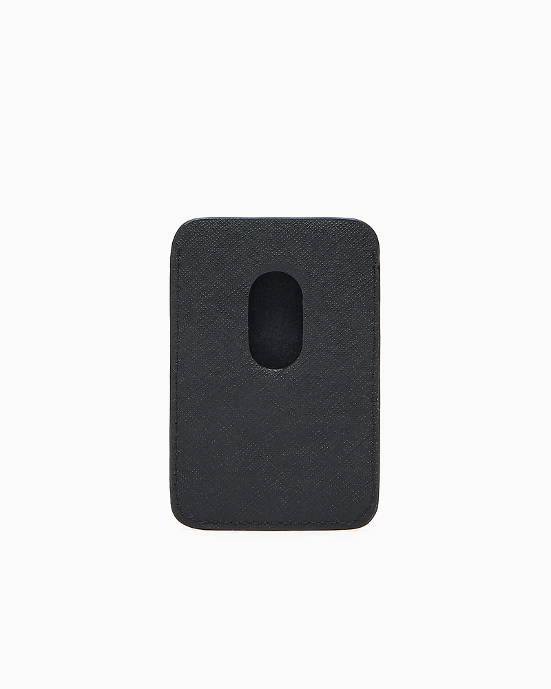 Emporio Armani - ASV regenerated Saffiano magnetic card holder, Man, Black, Size: TU