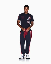 Trousers with side stripes