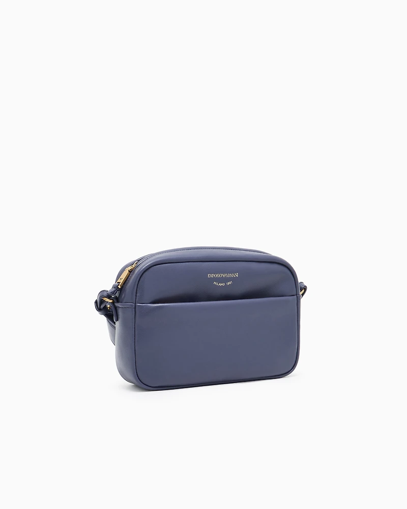 Emporio Armani - Leather camera case with shoulder strap, Woman, Purple, Size: TU