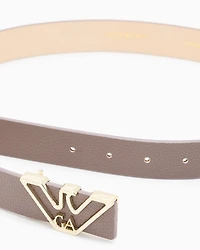 Emporio Armani - Belt with deer-print eagle plate, Woman, Beige, Size: