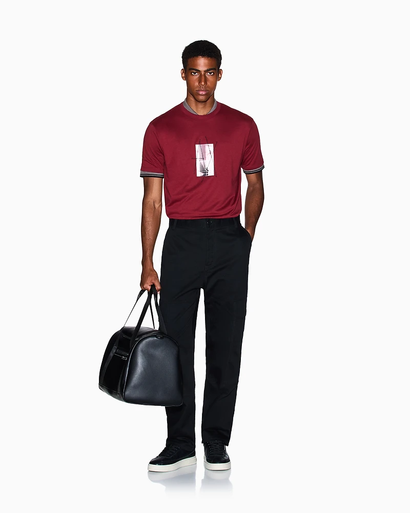 Armani Exchange - Regular fit graphic print T-shirt, Man, Burgundy, Size: