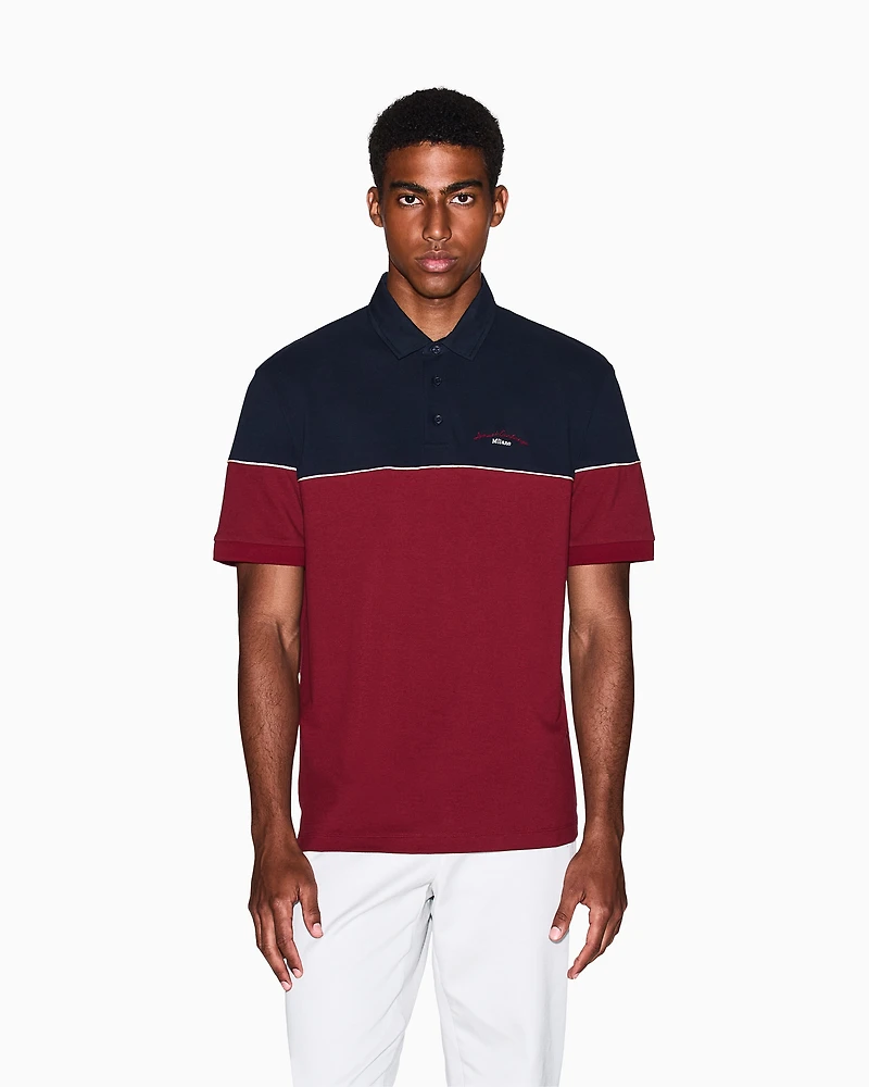 Armani Exchange - Regular fit two-tone polo, Man, Blue, Size: