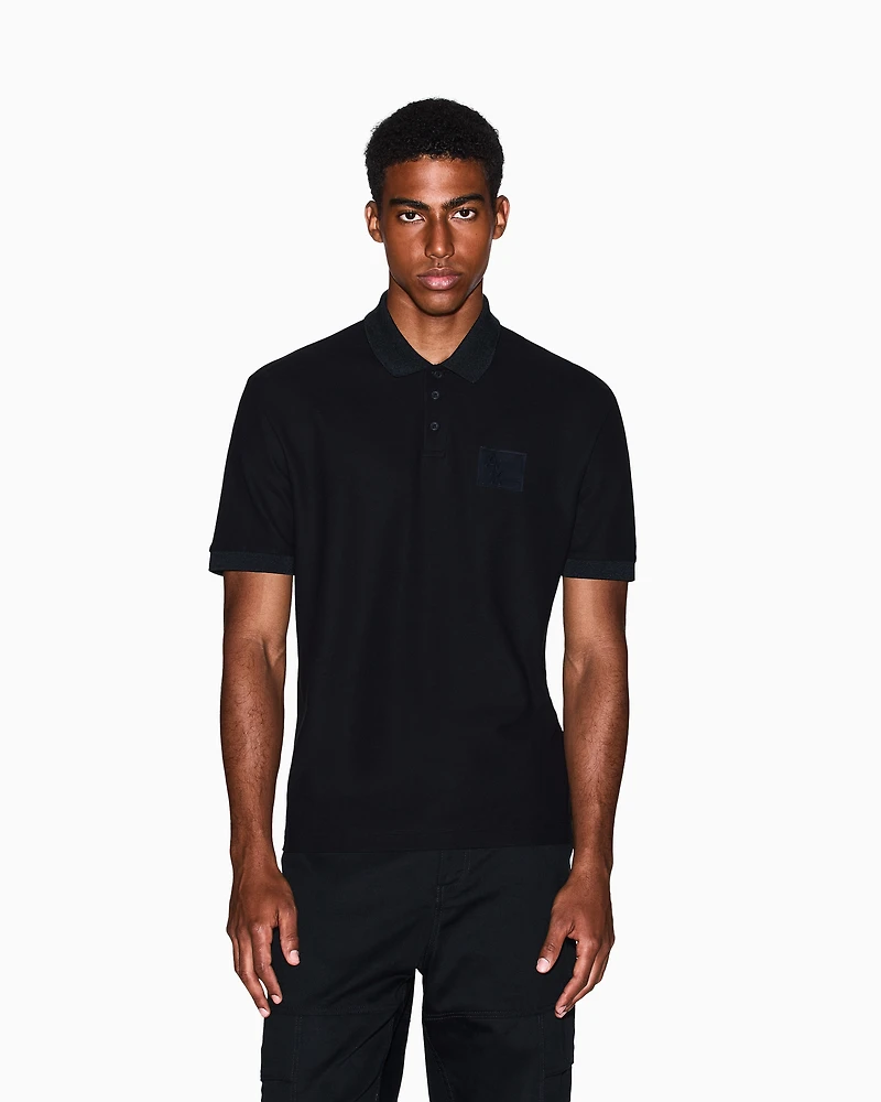 Armani Exchange - Regular fit polo shirt with patch, Man, Black, Size: