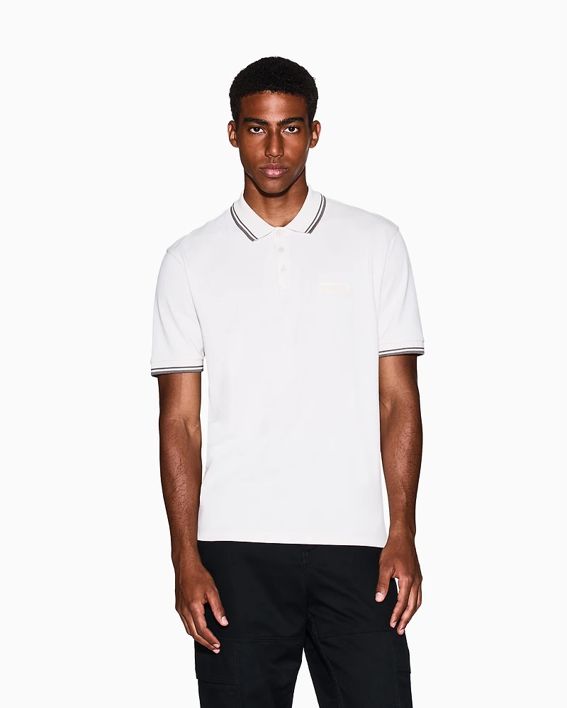 Armani Exchange - Contrasting piping pique polo shirt, Man, White, Size: