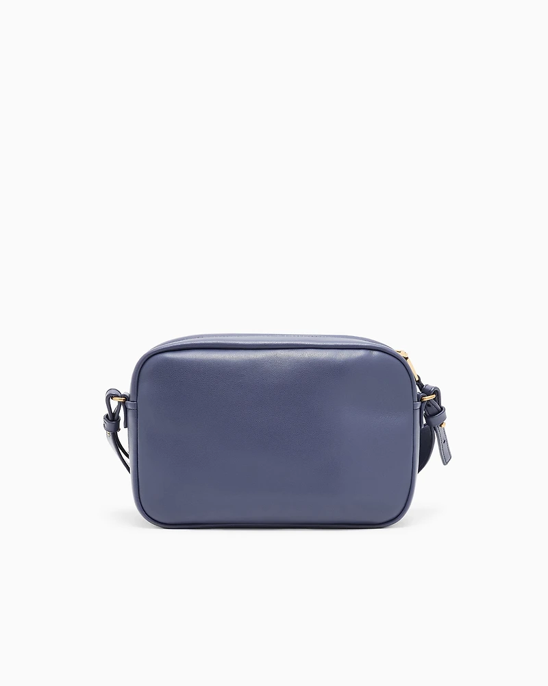 Emporio Armani - Leather camera case with shoulder strap, Woman, Purple, Size: TU
