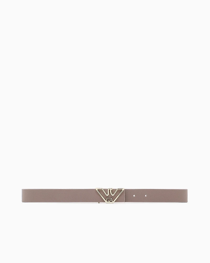 Emporio Armani - Belt with deer-print eagle plate, Woman, Beige, Size: