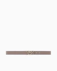 Emporio Armani - Belt with deer-print eagle plate, Woman, Beige, Size: