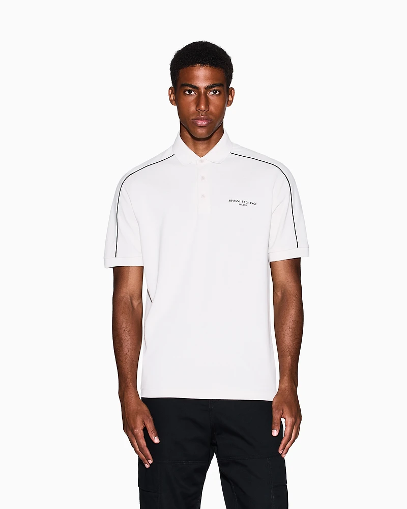 Armani Exchange - Contrasting piping pique polo shirt, Man, White, Size: