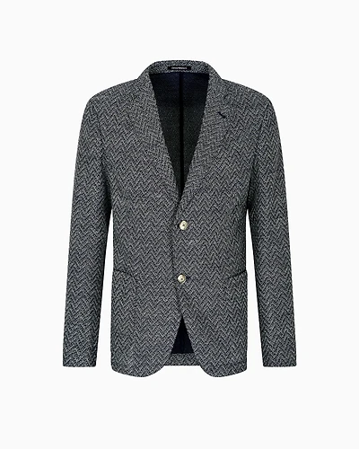 Emporio Armani - Icon single-breasted jacket chevron-motif wool, Man, Patterned, Size: