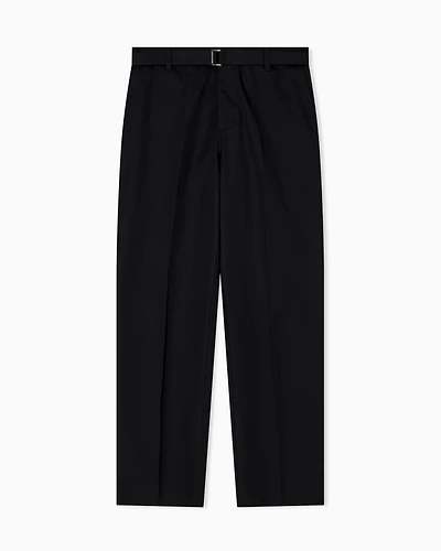 Emporio Armani - Cotton trousers with matching belt, Man, Black, Size: