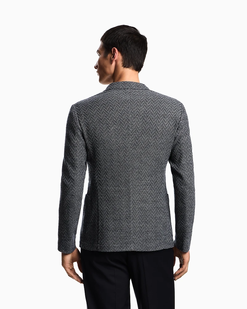 Emporio Armani - Icon single-breasted jacket chevron-motif wool, Man, Patterned, Size: