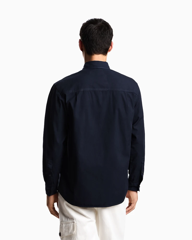 Emporio Armani - Comfort-fit shirt with washed twill pockets, Man, Navy Blue, Size: