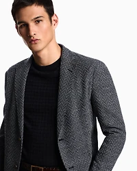 Emporio Armani - Icon single-breasted jacket chevron-motif wool, Man, Patterned, Size: