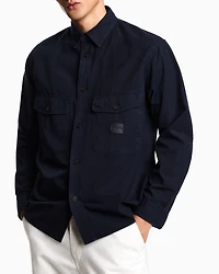 Emporio Armani - Comfort-fit shirt with washed twill pockets, Man, Navy Blue, Size: