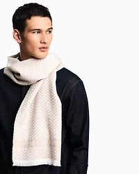 Emporio Armani - Wool scarf with chevron motif, Man, Black, Size: TU