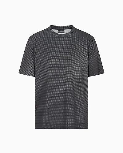 Emporio Armani - ASV jersey T-shirt with all-over op-art print, Man, Black, Size: